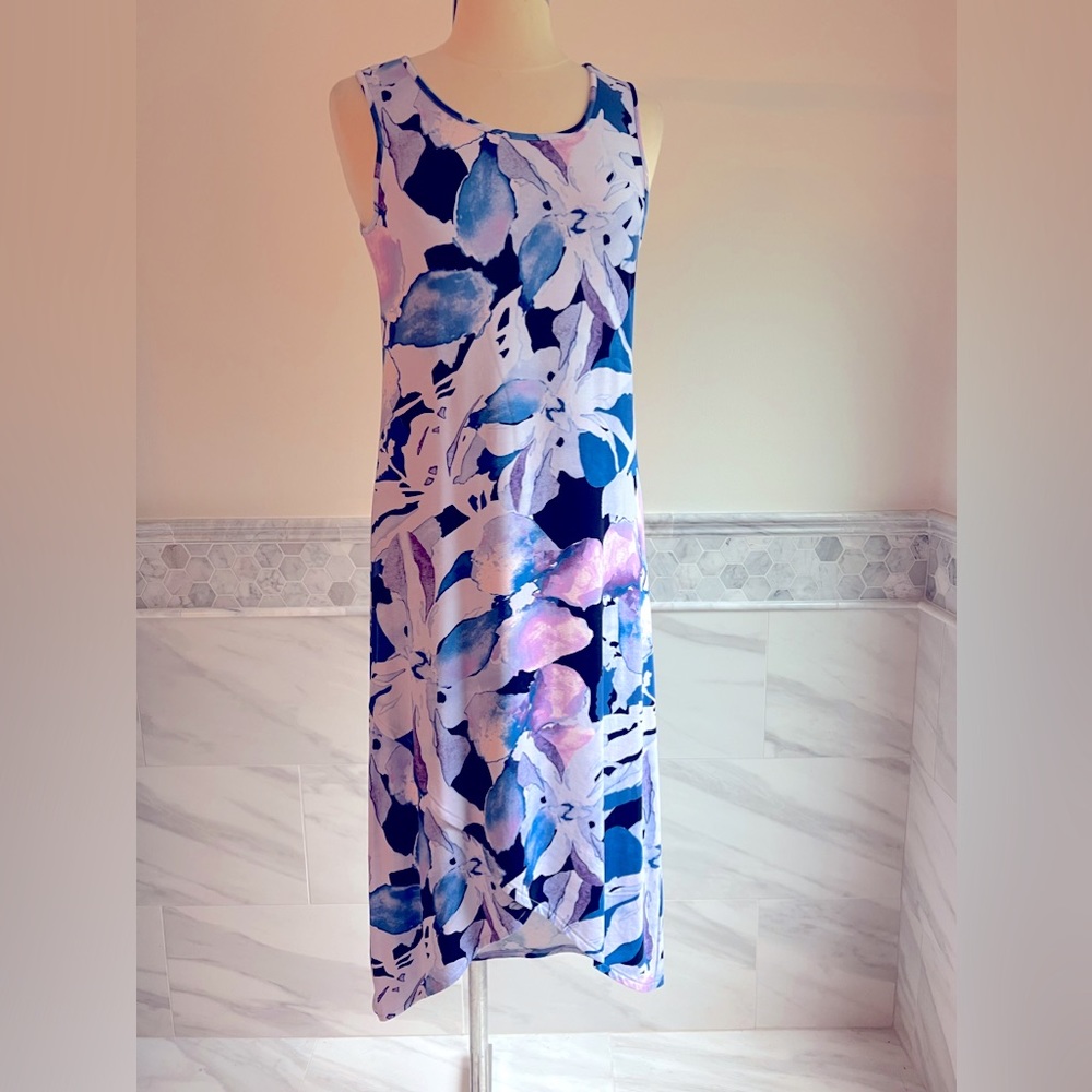 Chico’s High and Low Floral Stretch Midi Sz S